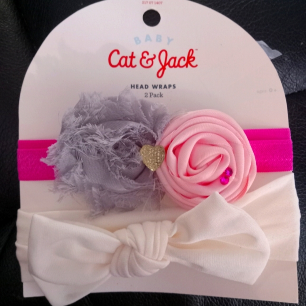 Baby Cat & Jack head wraps 2 pack girl headband bow